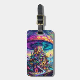 Fantasy Cute Mushroom Rainbow Skies Luggage Tag