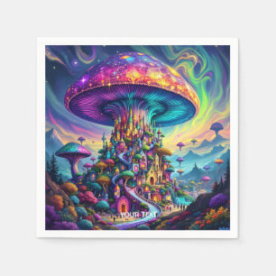 Fantasy Cute Mushroom Rainbow Skies Napkin