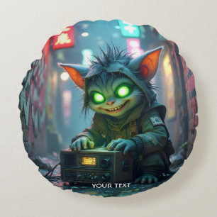Fantasy Cute Music Joy Street Round Pillow