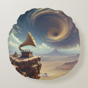 Fantasy Cute Music Of Desert Round Pillow