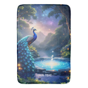 Fantasy Cute  Night Puddle Peacock Bath Mat
