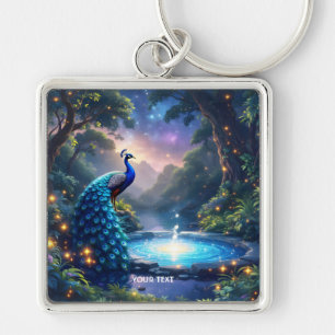 Fantasy Cute  Night Puddle Peacock Keychain