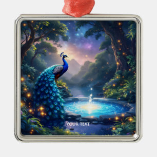 Fantasy Cute  Night Puddle Peacock Metal Ornament