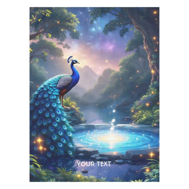Fantasy Cute  Night Puddle Peacock Tablecloth (Front)
