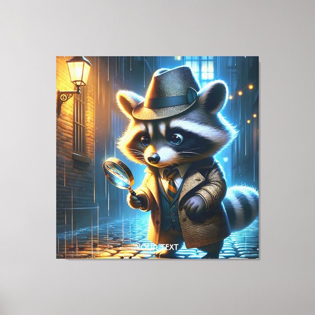Fantasy Cute Night Racoon Detective Canvas Print (Front)