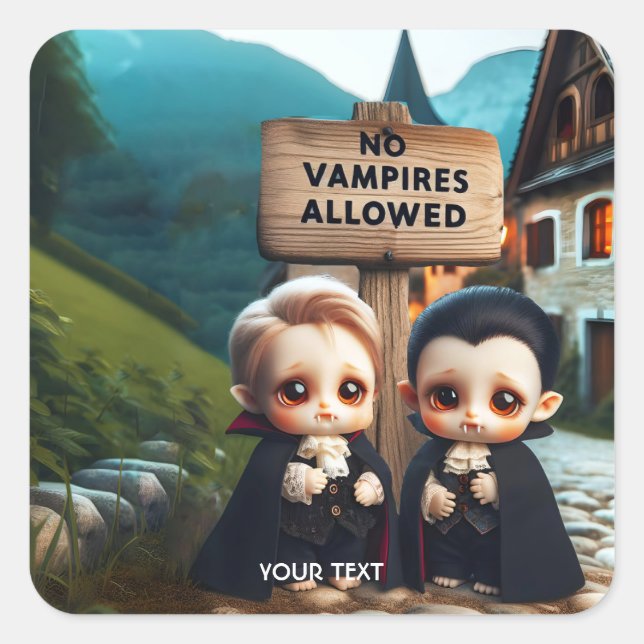 Fantasy Cute No Allowed Sign Square Sticker (Front)