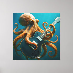 Fantasy Cute Octopus Playing Guitar Canvas Print