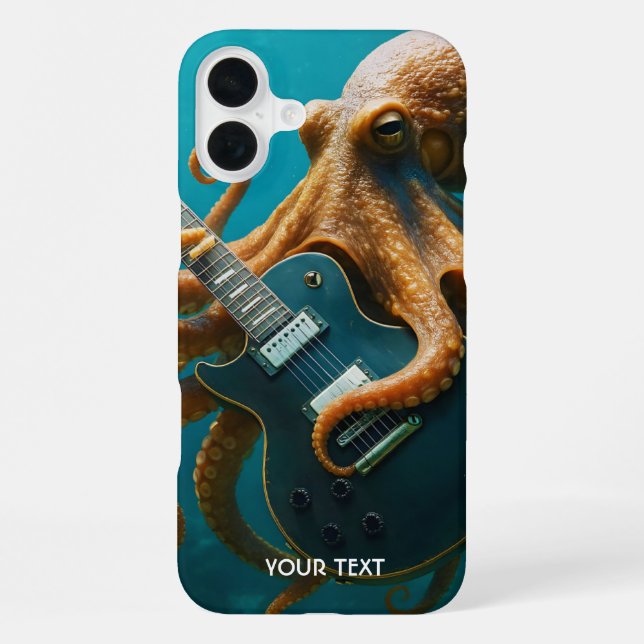 Fantasy Cute Octopus Playing Guitar iPhone Case (Back)