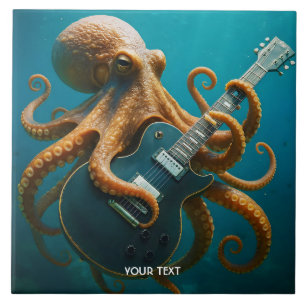 Fantasy Cute Octopus Playing Guitar Tile