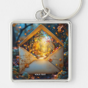 Fantasy Cute Old Autumn Envelope Keychain