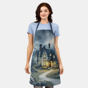 Fantasy Cute Old House Night Apron