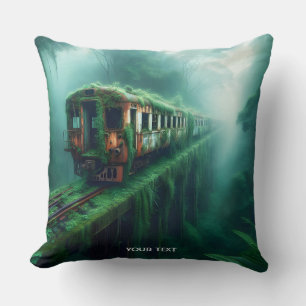 Fantasy Cute Old Past Train Throw Pillow