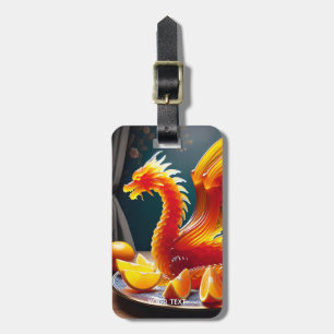 Fantasy Cute Orange Jelly Dragon Luggage Tag