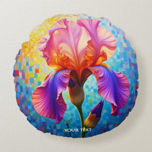 Fantasy Cute Orange Pink Flower Round Pillow