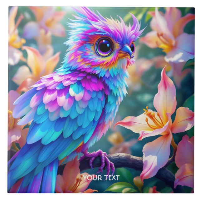 Fantasy Cute Orchid Exotic Bird Tile (Front)