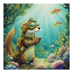 Fantasy Cute Otter Steampunk Suit Poster