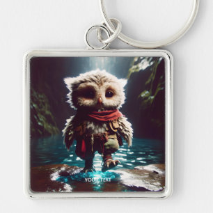 Fantasy Cute Owl Adventurer Water Keychain