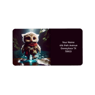 Fantasy Cute Owl Adventurer Water Label