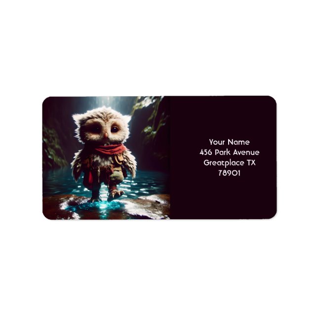 Fantasy Cute Owl Adventurer Water Label (Front)