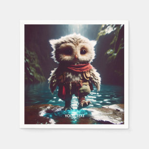 Fantasy Cute Owl Adventurer Water Napkin