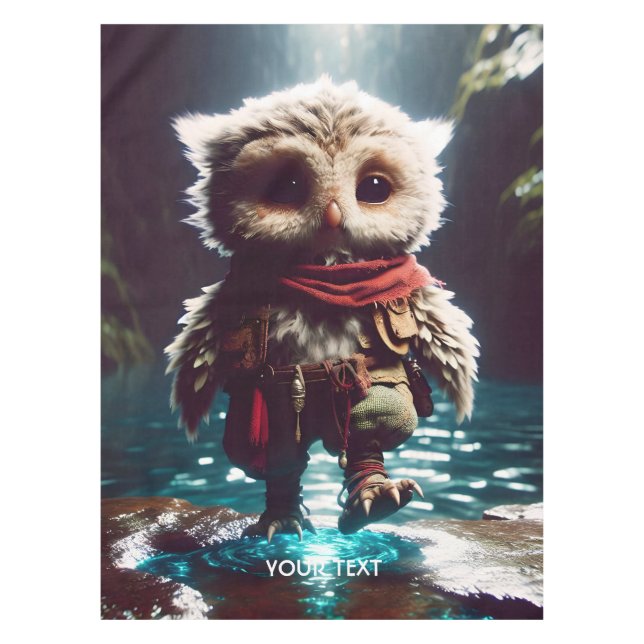 Fantasy Cute Owl Adventurer Water Tablecloth (Front)