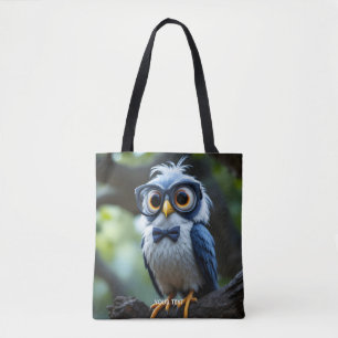 Fantasy Cute Owl Glasses Bow Tote Bag