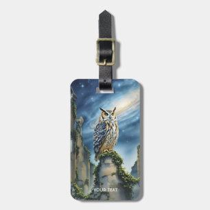Fantasy Cute Owl Old Ruins Luggage Tag