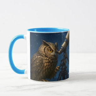 Fantasy Cute Owl Telescope Night Mug