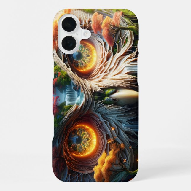 Fantasy Cute Owl Waterfall Trees iPhone Case (Back)