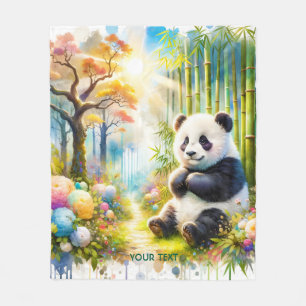 Fantasy Cute Panda Bamboo Forest Fleece Blanket