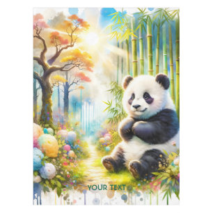 Fantasy Cute Panda Bamboo Forest Tablecloth