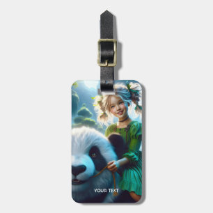 Fantasy Cute Panda Girl Forest  Luggage Tag