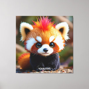Fantasy Cute Panda Red Hai Canvas Print
