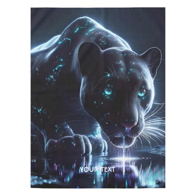 Fantasy Cute Panther Drinking Water Tablecloth (Front)
