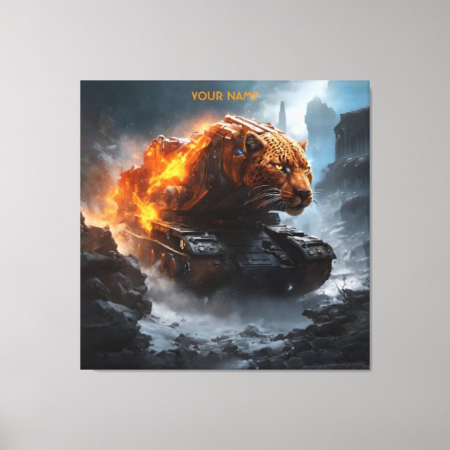 Fantasy Cute Panther Tank Fire Canvas Print (Front)