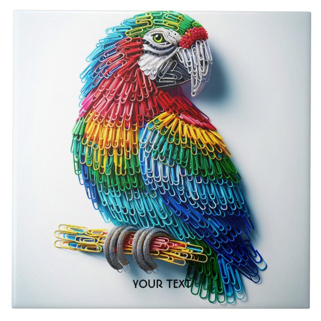 Fantasy Cute Paper Clips Bird Tile (Front)