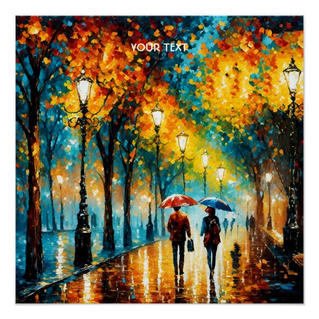 Fantasy Cute Park Autumn Rain Poster (Front)