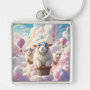 Fantasy Cute Pastel Family Sheep Keychain