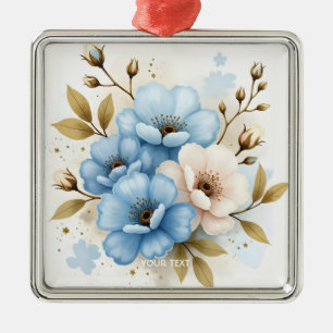 Fantasy Cute Pastel Watercolor Flowers Metal Ornament