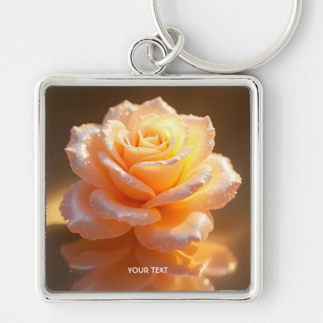 Fantasy Cute Peach Little Rose Keychain (Front)