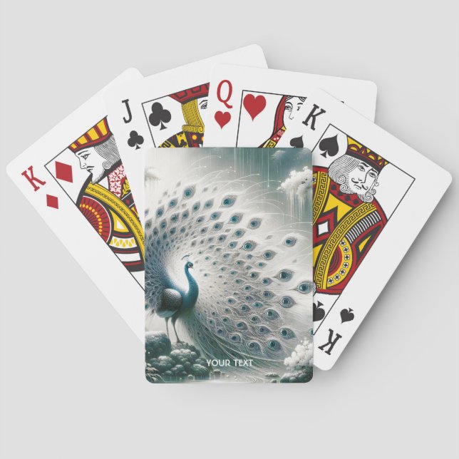 Fantasy Cute Peacock Rain Tree Playing Cards (Back)