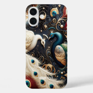 Fantasy Cute  Peacocks Crescent Feathers iPhone 16 Plus Case