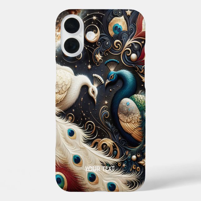 Fantasy Cute  Peacocks Crescent Feathers Case-Mate iPhone Case (Back)