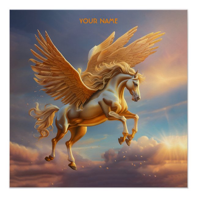 Fantasy Cute Pegasus Dusk Sky Poster (Front)