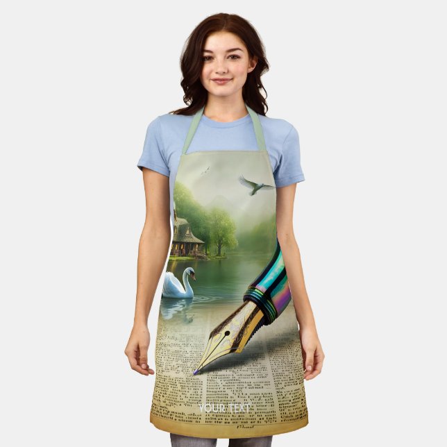 Fantasy Cute Pen Lake Swan Apron (Worn)