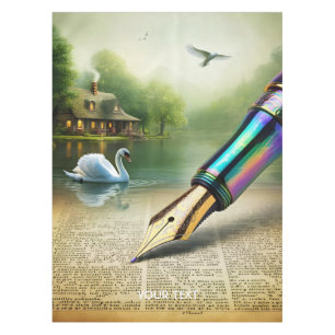 Fantasy Cute Pen Lake Swan Tablecloth