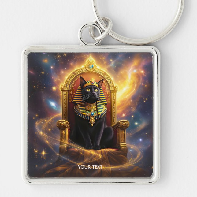 Fantasy Cute Pharaoh Regal Cat Keychain (Front)