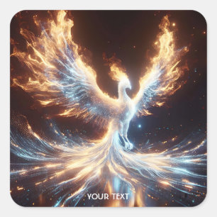 Fantasy Cute Phoenix Fire Reborn Square Sticker