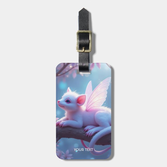 Fantasy Cute Pink Creature Forest Luggage Tag (Front Vertical)