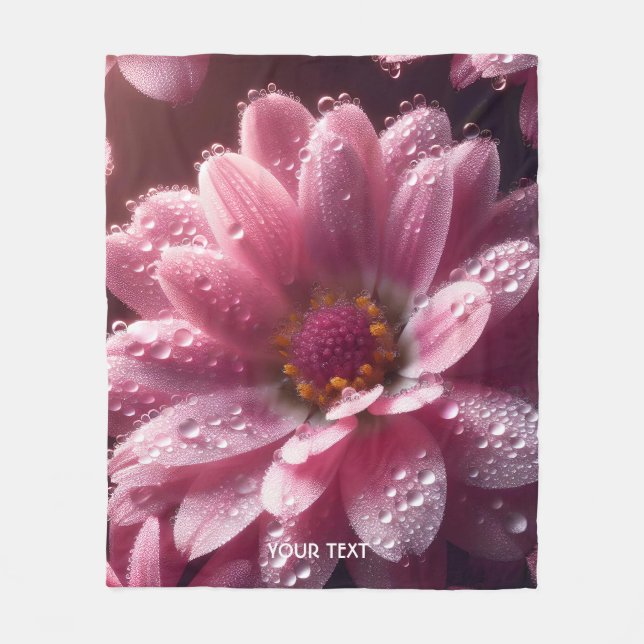Fantasy Cute Pink Flower Dew Fleece Blanket (Front)